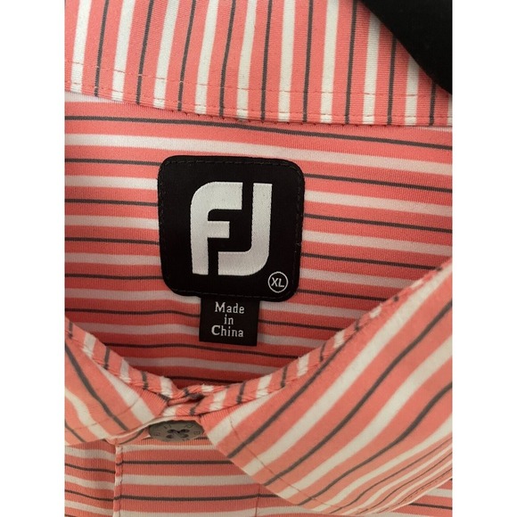 FootJoy Fords Colony Country Club Pink White Stripe Polo Golf Shirt Mens XL - Picture 3 of 7